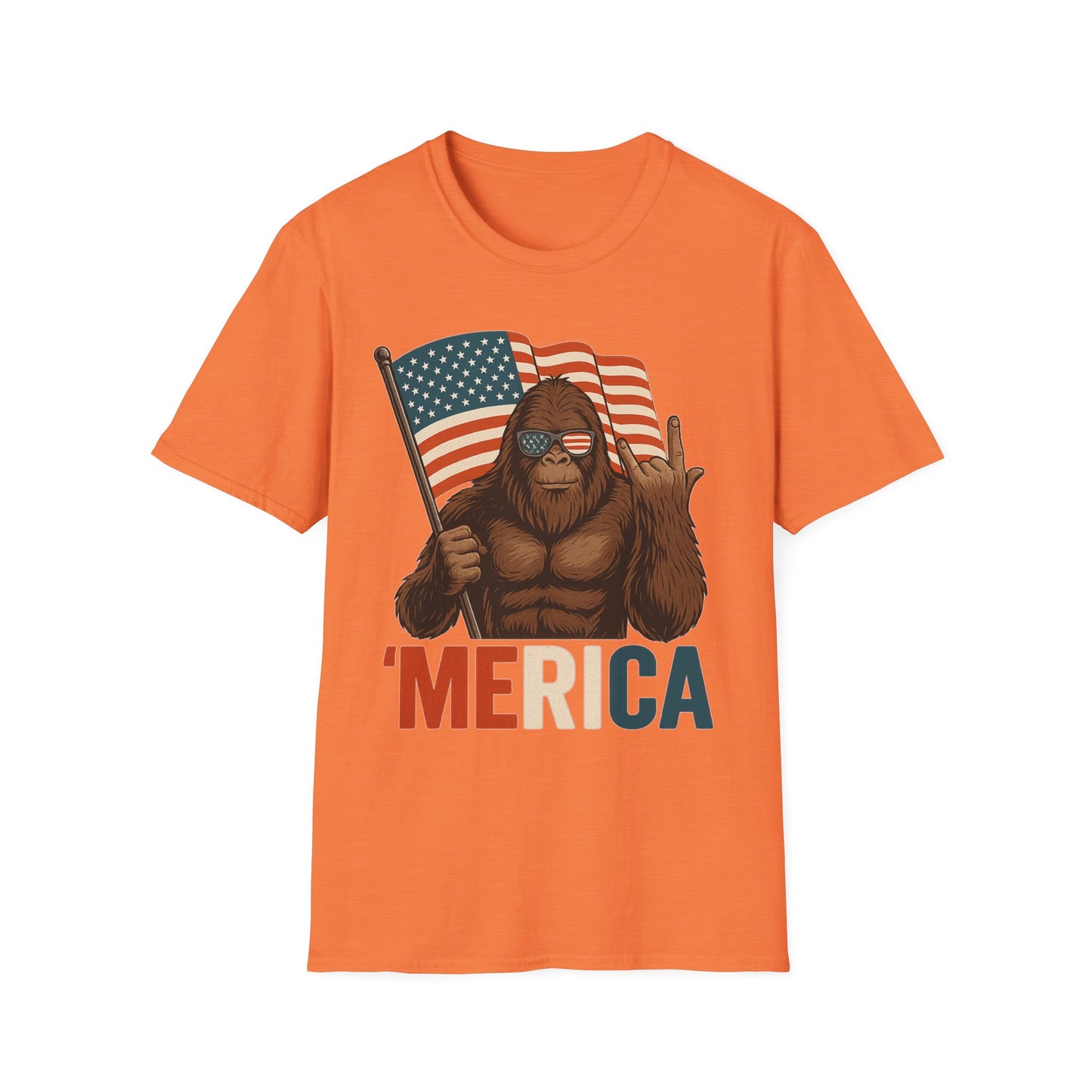 Bigfoot ‘MERICA Rock Tee – Patriotic Sasquatch Shirt