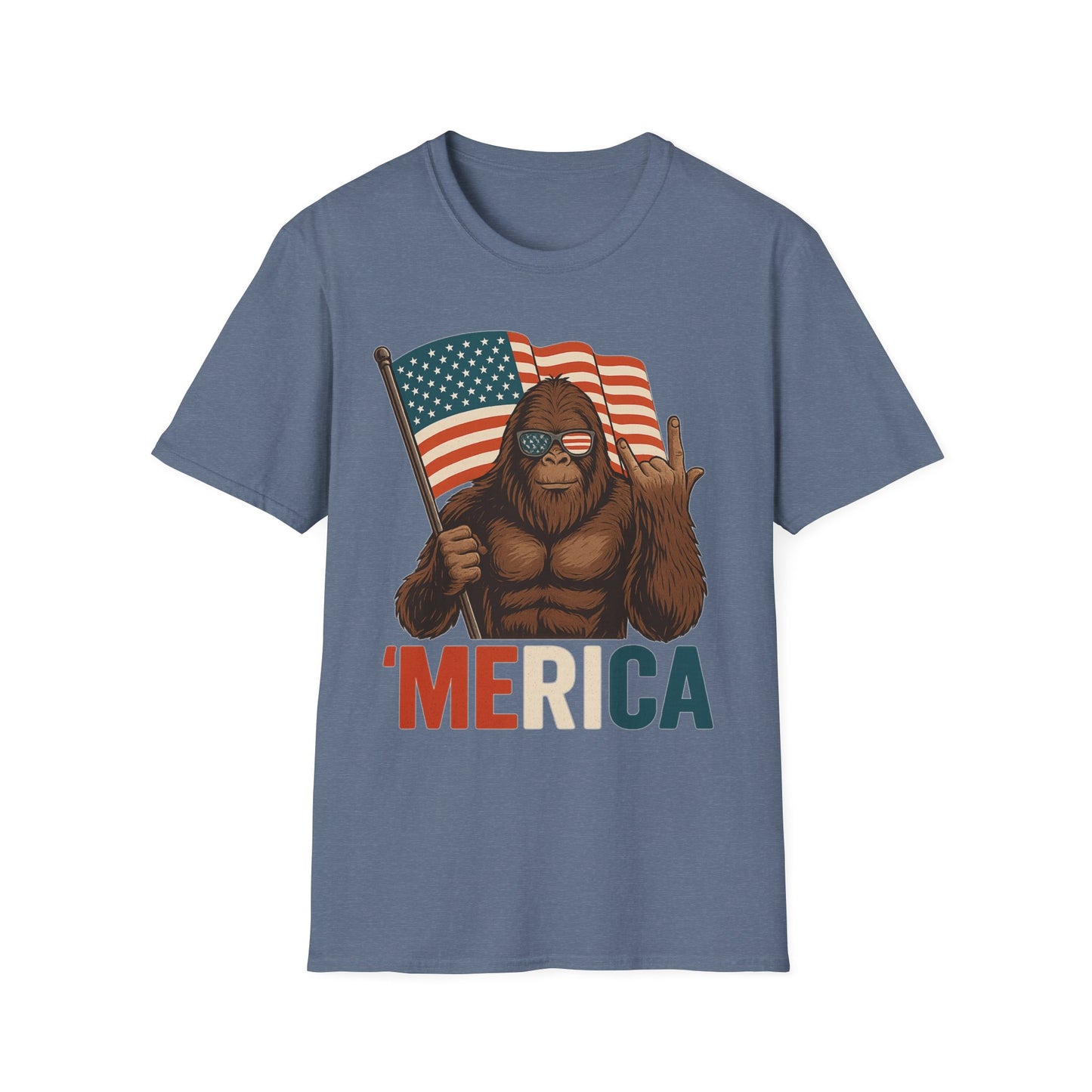 Bigfoot ‘MERICA Rock Tee – Patriotic Sasquatch Shirt