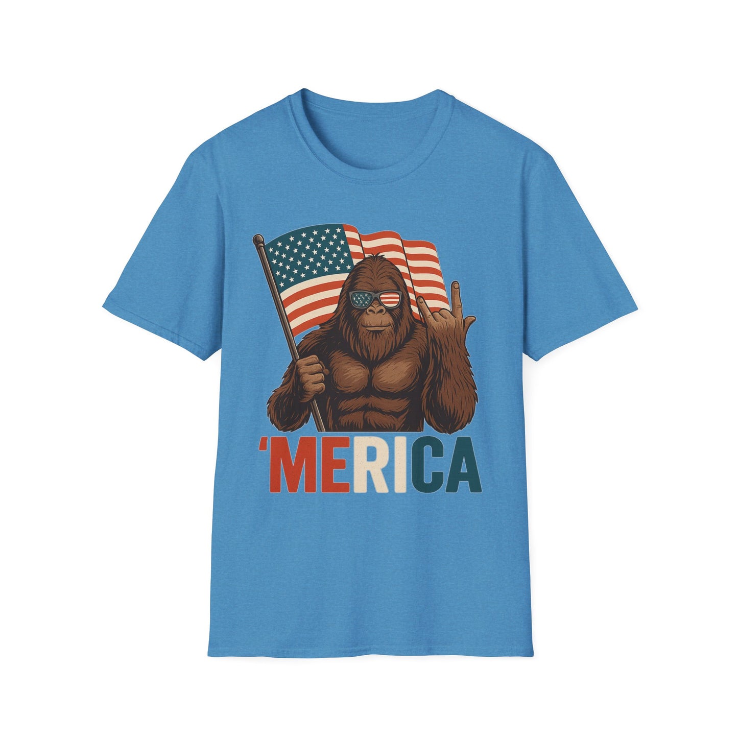 Bigfoot ‘MERICA Rock Tee – Patriotic Sasquatch Shirt