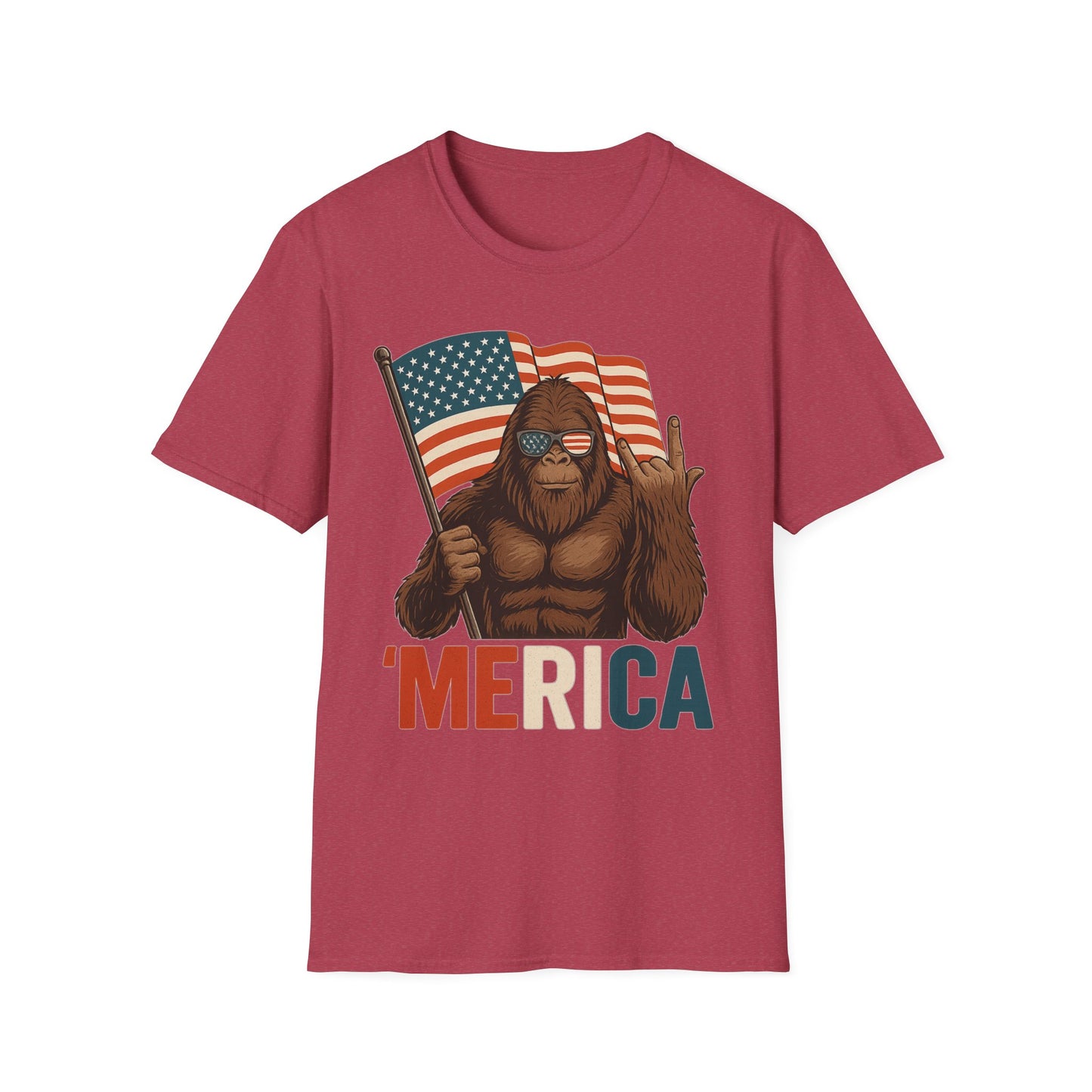 Bigfoot ‘MERICA Rock Tee – Patriotic Sasquatch Shirt